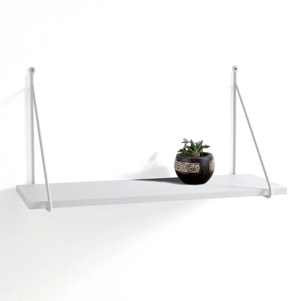 Illustration numéro 2 du produit Étagère murale effet bois blanc H30 x L60 x P22