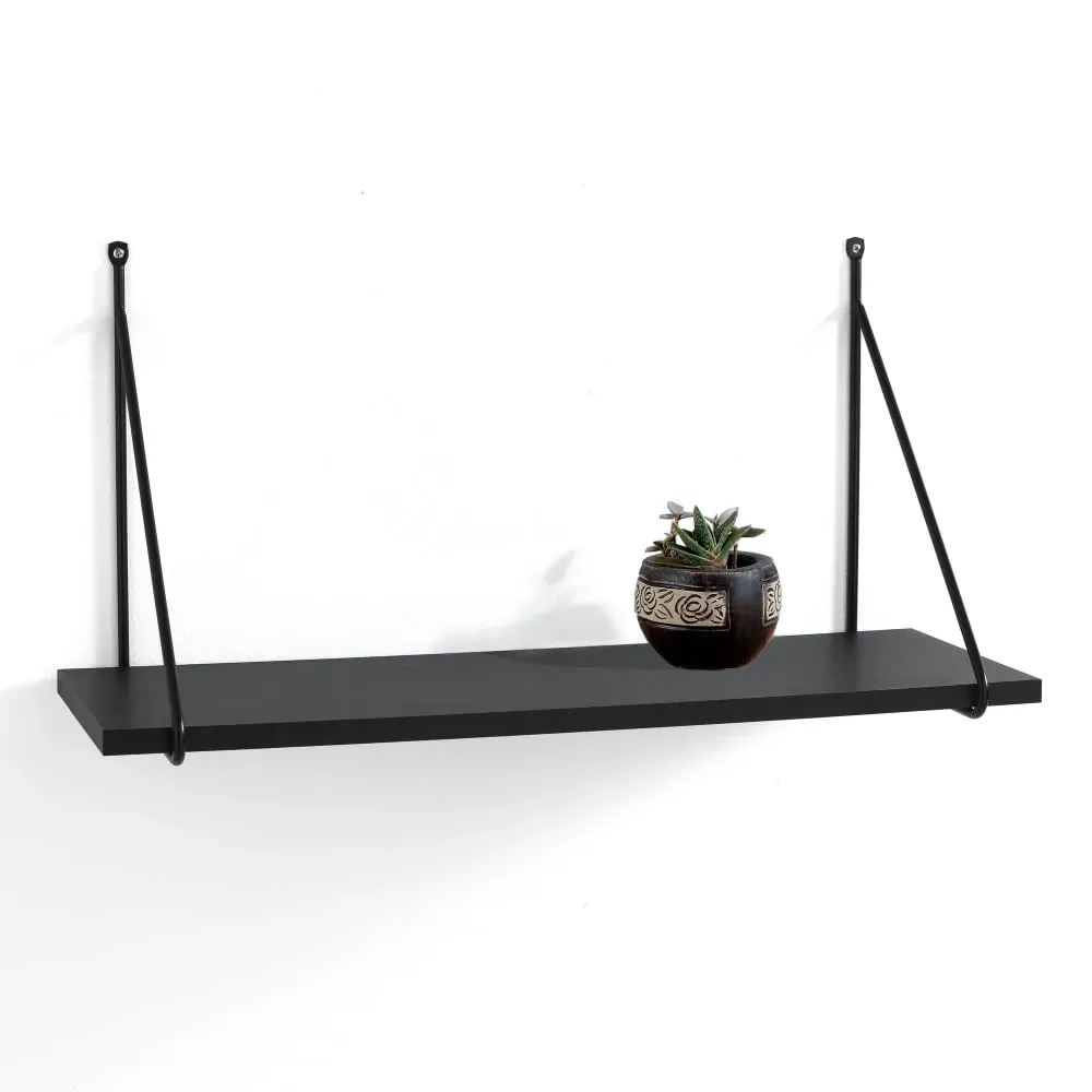 Illustration numéro 2 du produit Étagère murale effet bois noir H30 x L60 x P22