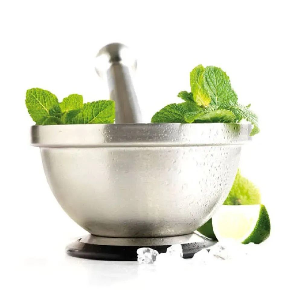 Illustration numéro 2 du produit Mortier et pilon en acier inoxydable