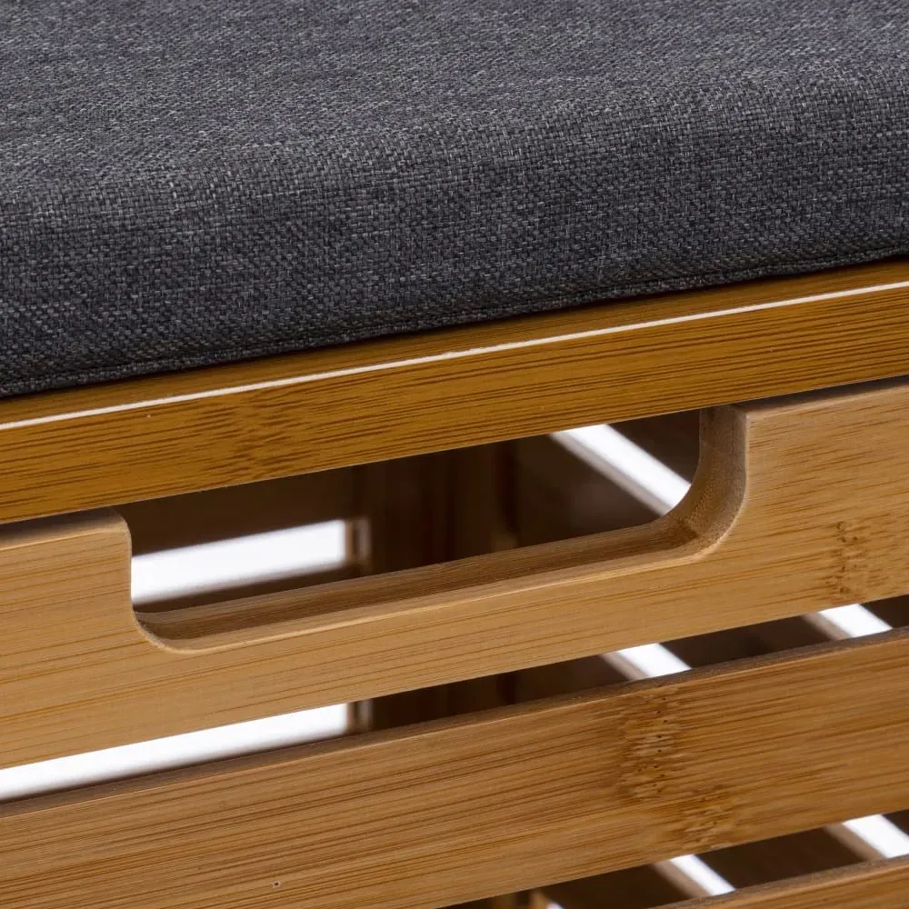 Illustration numéro 2 du produit Tabouret coffre de rangement en bambou naturel