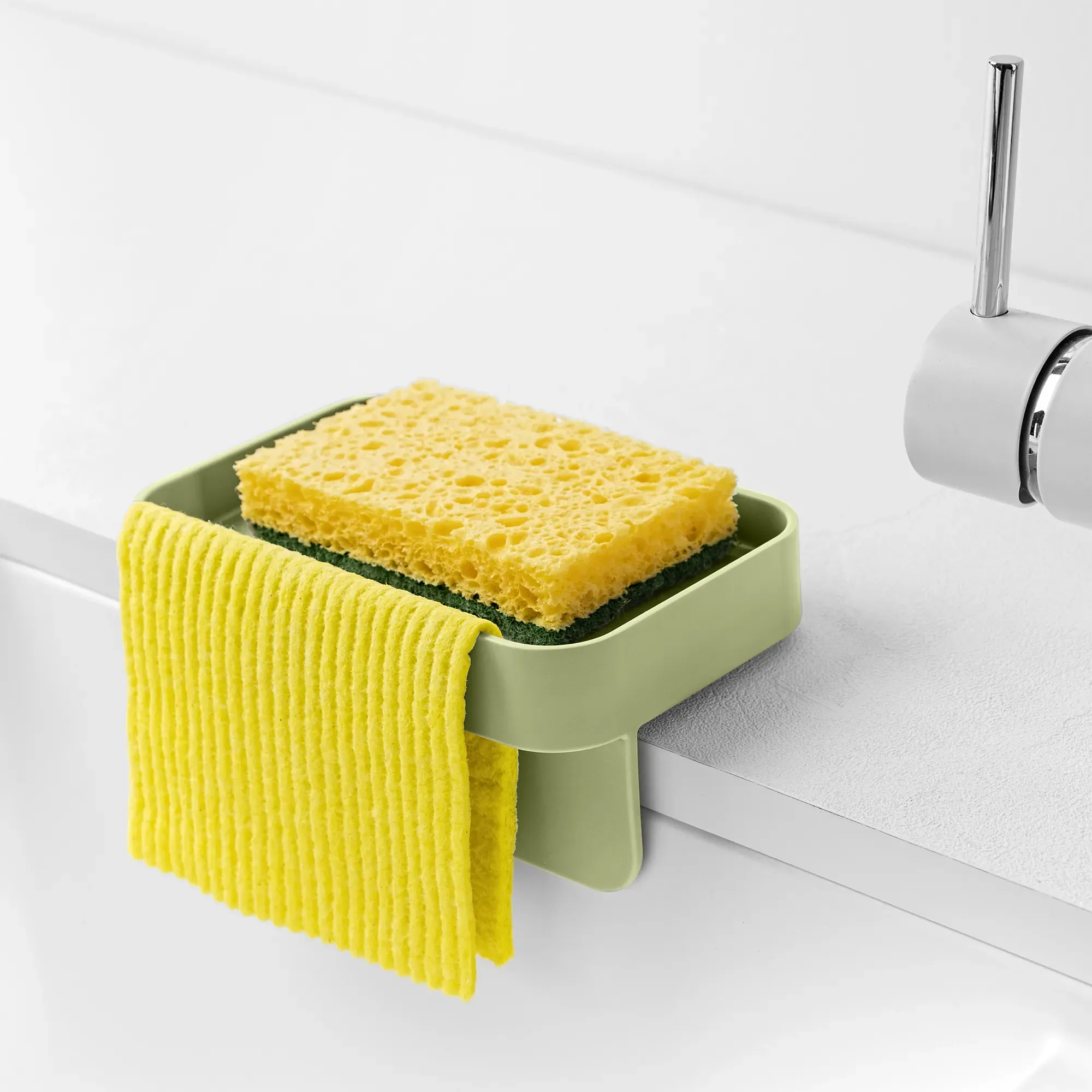 Illustration numéro 2 du produit Porte-éponge à ventouses en polypropylène vert