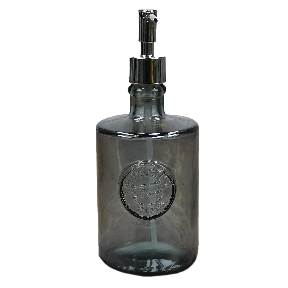 Illustration numéro 2 du produit Distributeur de savon en verre recyclé  silver gris 23 cm