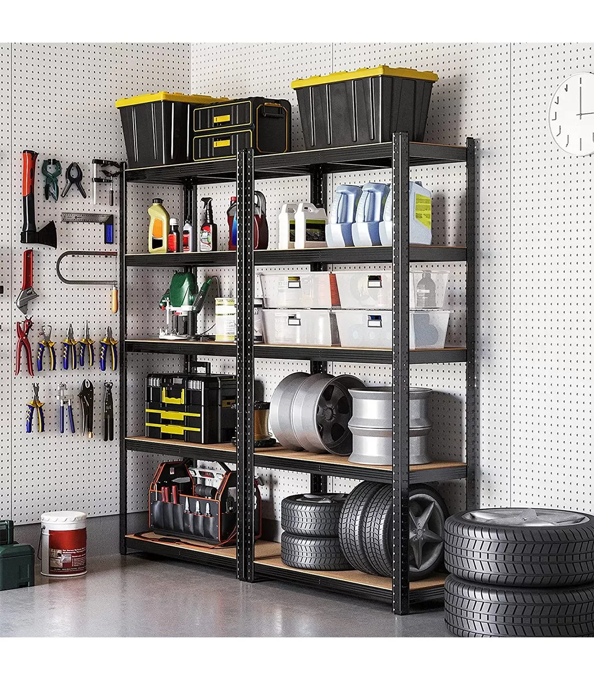 Illustration numéro 2 du produit Étagère à 5 niveaux réglables pour charge lourde - H200 cm - Noir