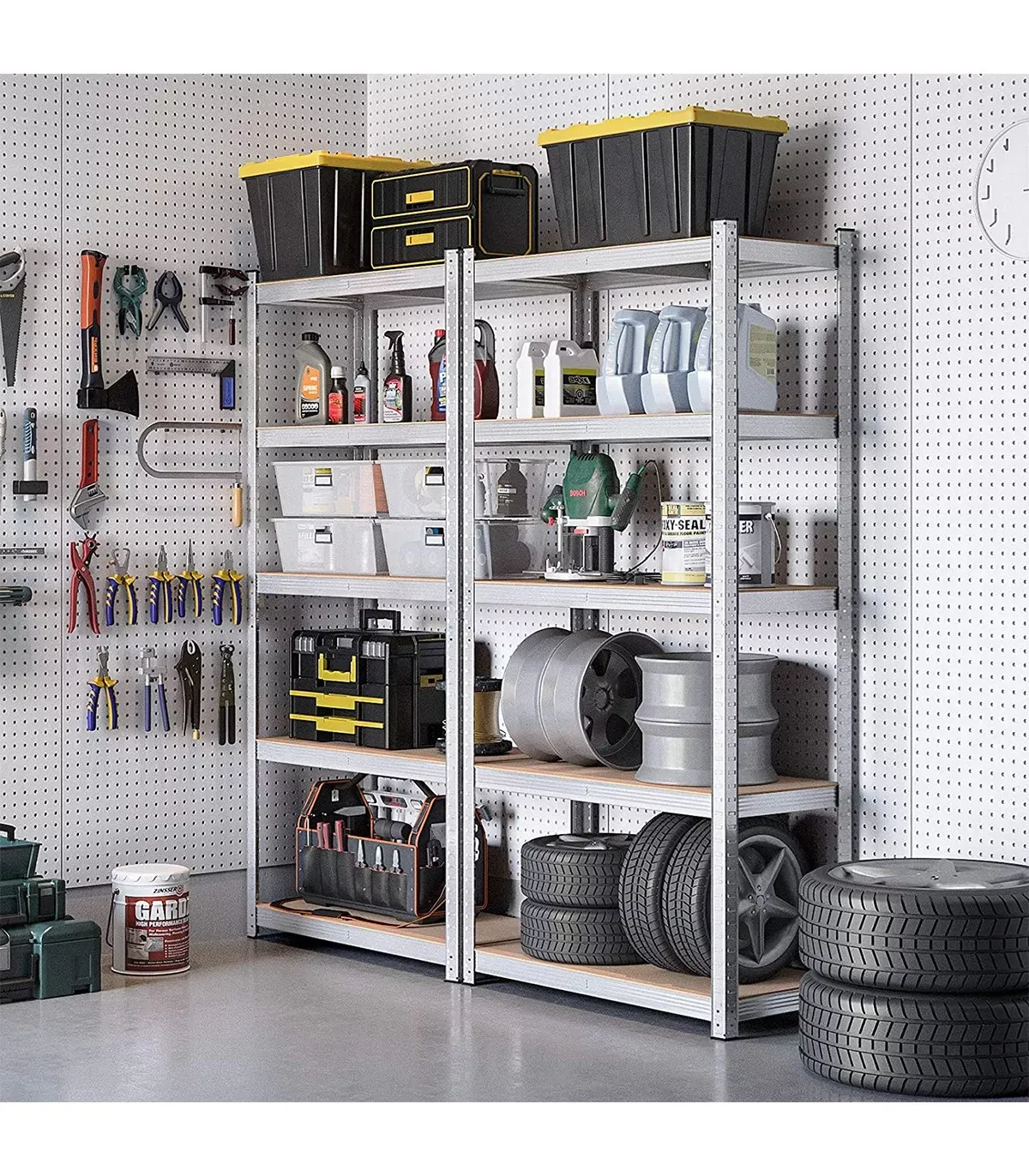 Illustration numéro 2 du produit Lot de deux étagères 5 niveaux - H180 cm - Gris