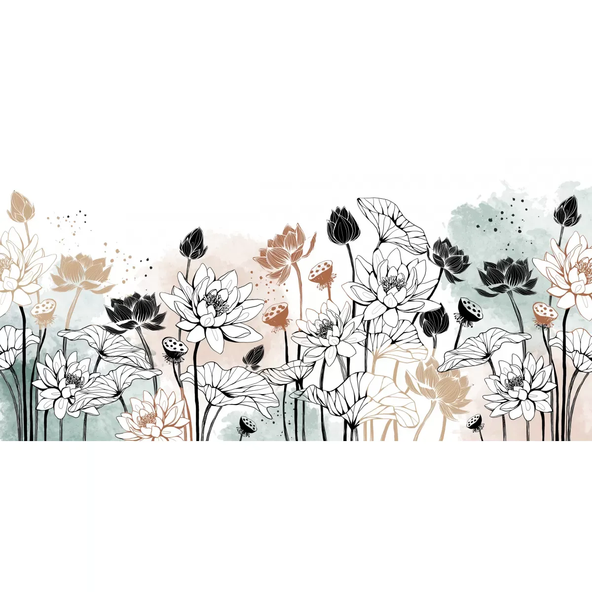 Illustration numéro 2 du produit Papier peint panoramique nympheas couleurs 510x250cm