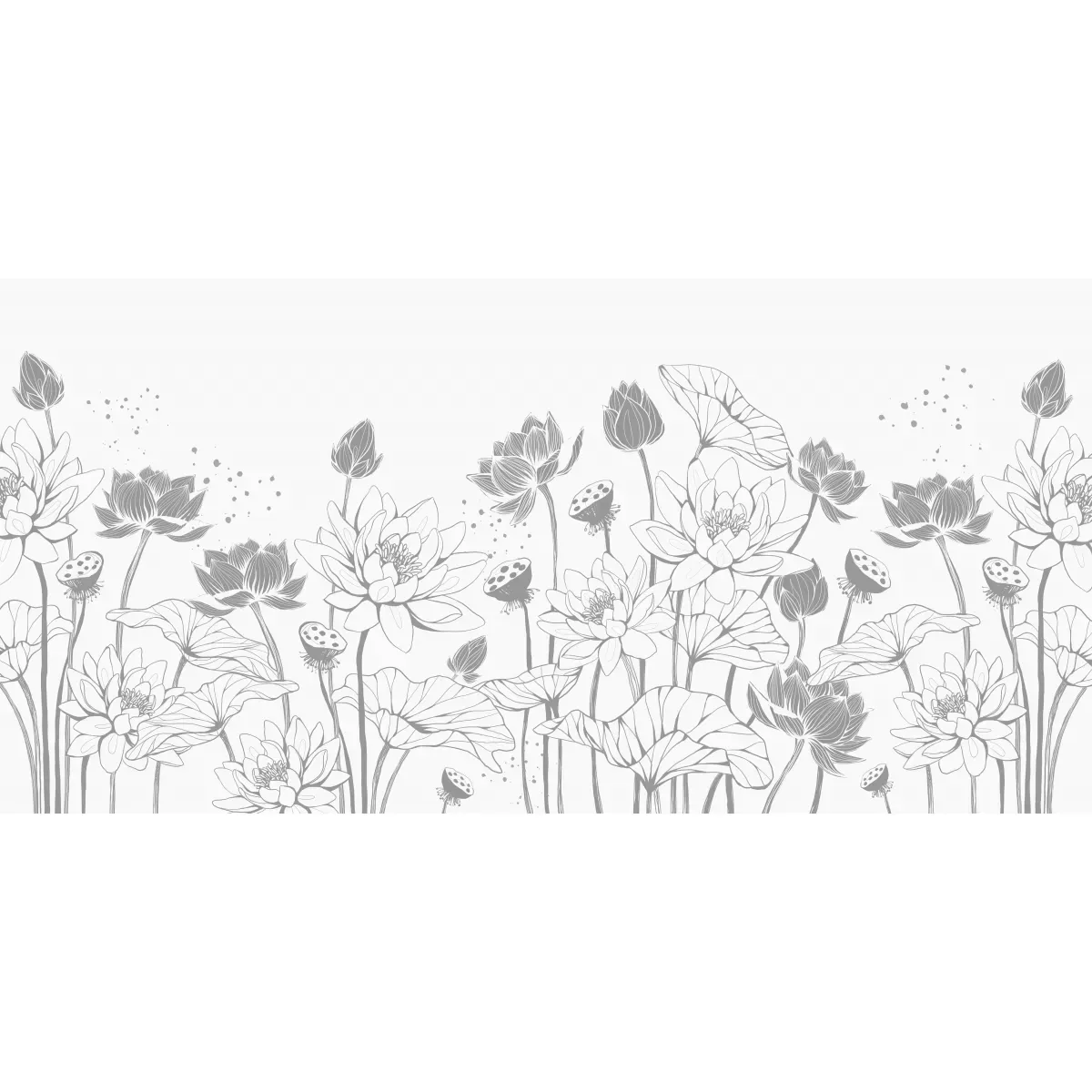 Illustration numéro 2 du produit Papier peint panoramique nympheas gris 340x250cm