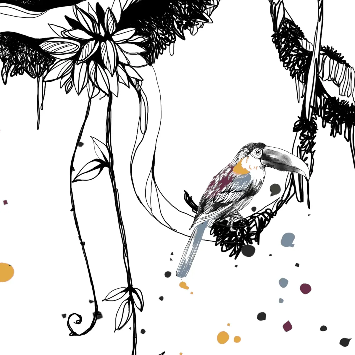 Illustration numéro 2 du produit Papier peint panoramique enfant scènes girafes noir 510x250cm