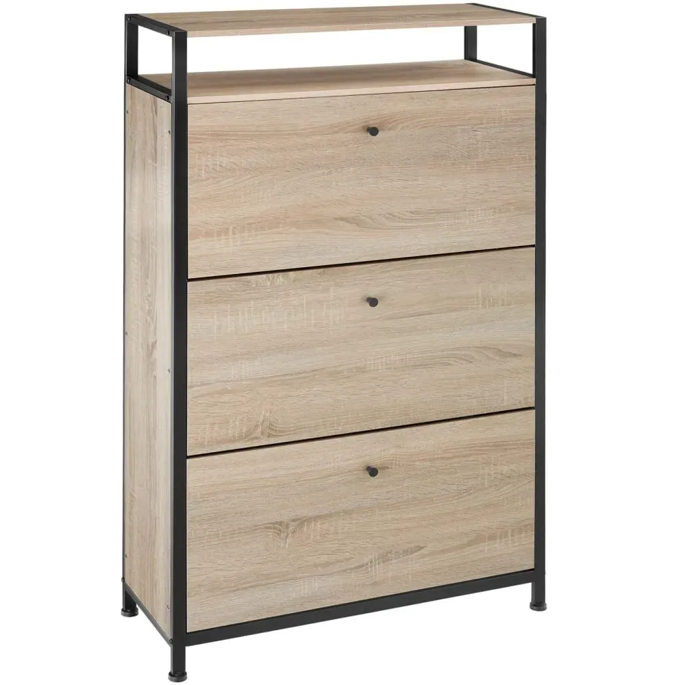 Illustration numéro 2 du produit Meuble à chaussures Style industriel Bois et Acier Bois clair