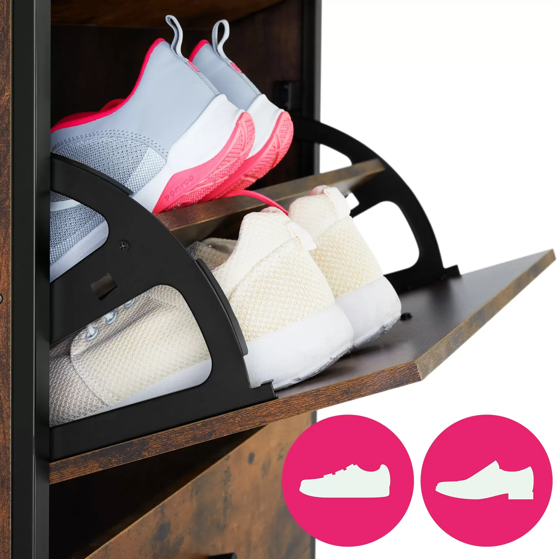 Illustration numéro 2 du produit Meuble à chaussures Style industriel en Bois et Acier Bois foncé