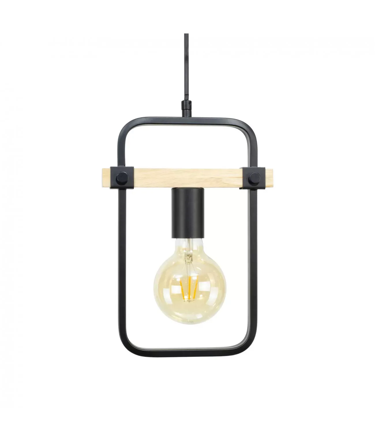 Illustration numéro 2 du produit Suspension en métal noir et bois naturel