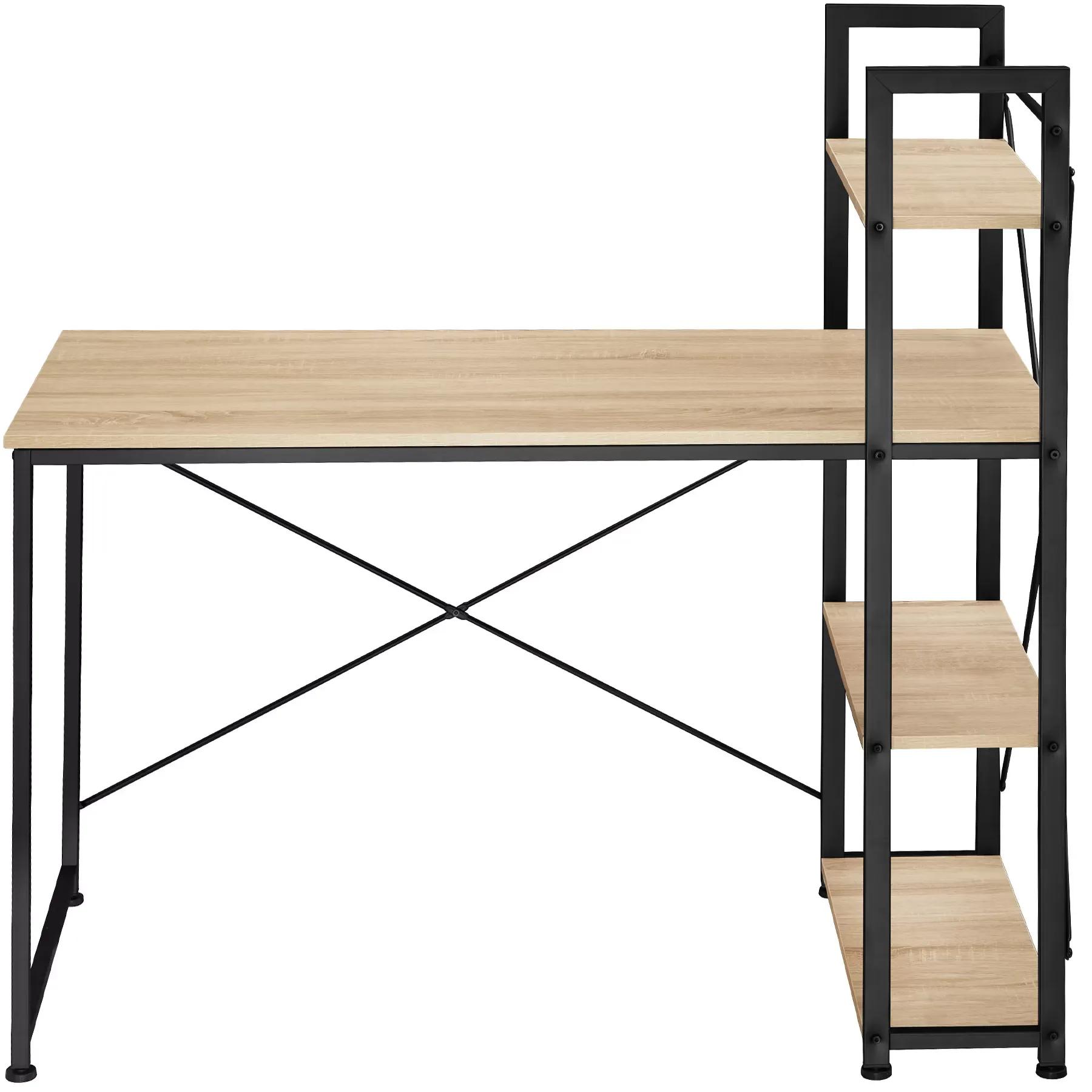Illustration numéro 2 du produit Bureau Style industriel étagère avec 3 espaces de stockage bois clair