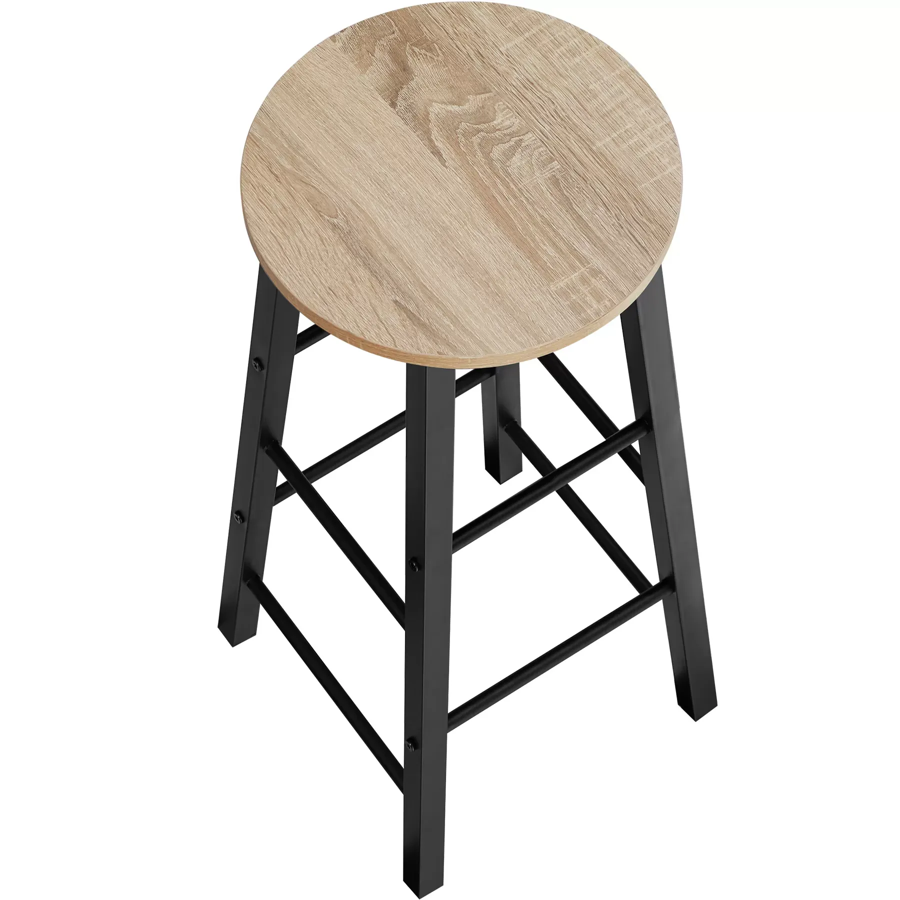 Illustration numéro 2 du produit Lot de 2 tabourets de bar en Bois et acier Hauteur 72,5 cm Bois clair
