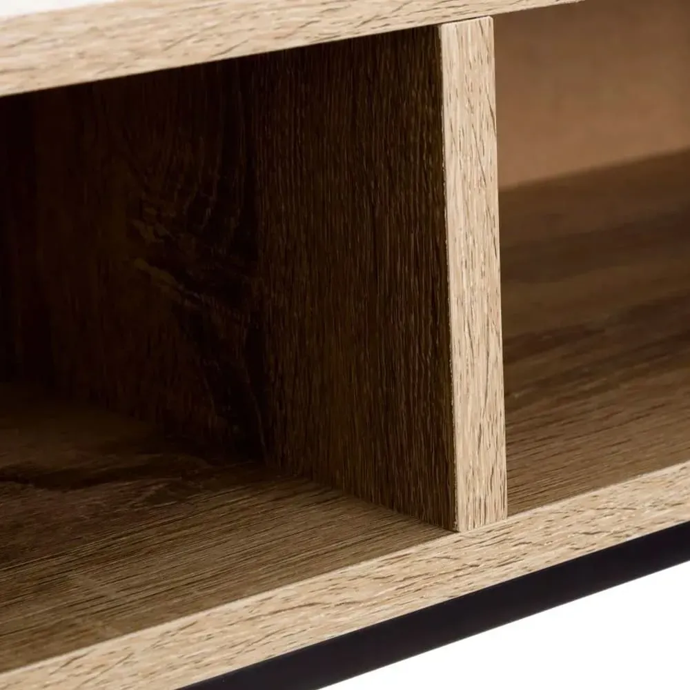 Illustration numéro 2 du produit Console d'entrée en bois et métal noir à 2 casiers 80x30x75cm