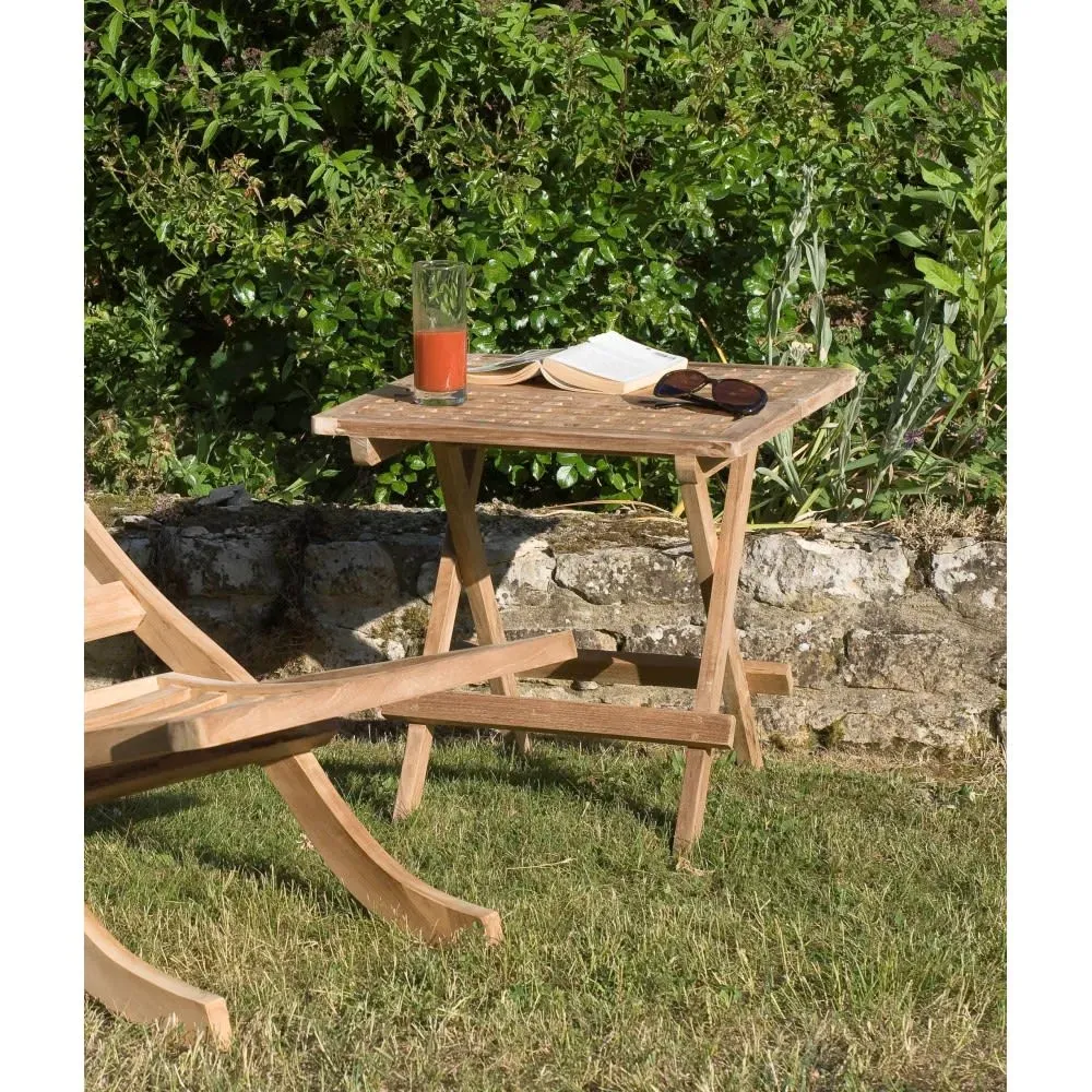 Illustration numéro 2 du produit Table basse pliante carrée de jardin en bois teck