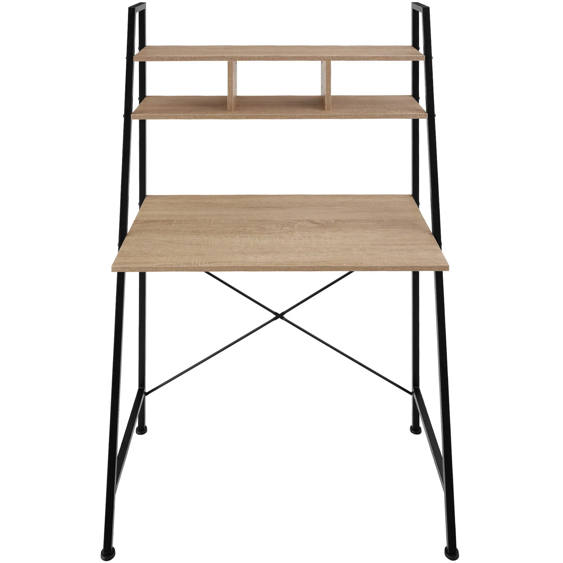 Illustration numéro 2 du produit Bureau Style industriel 3 Compartiments de rangement bois clair