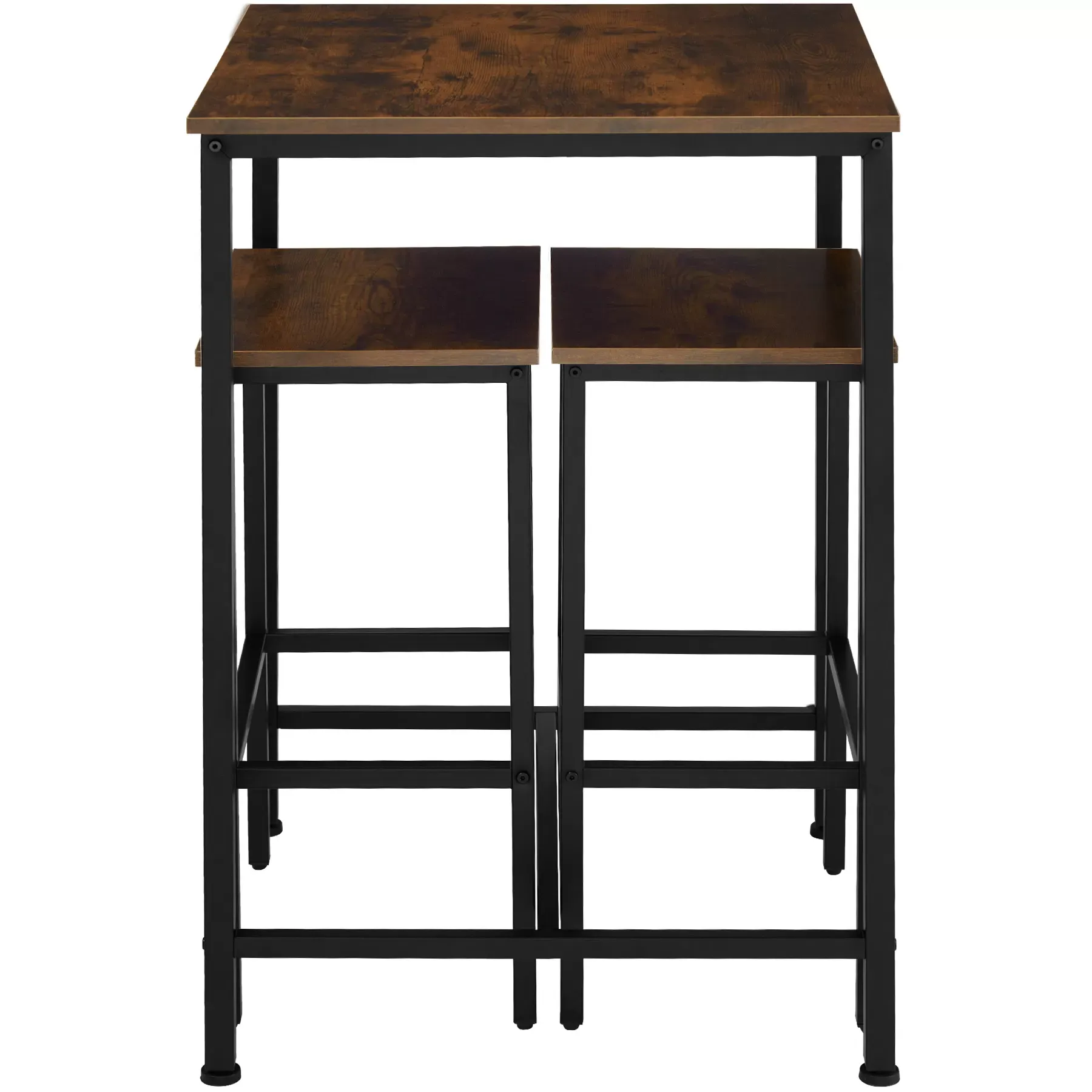 Illustration numéro 2 du produit Ensemble de bar 3 parties table tabourets Style industriel Bois foncé