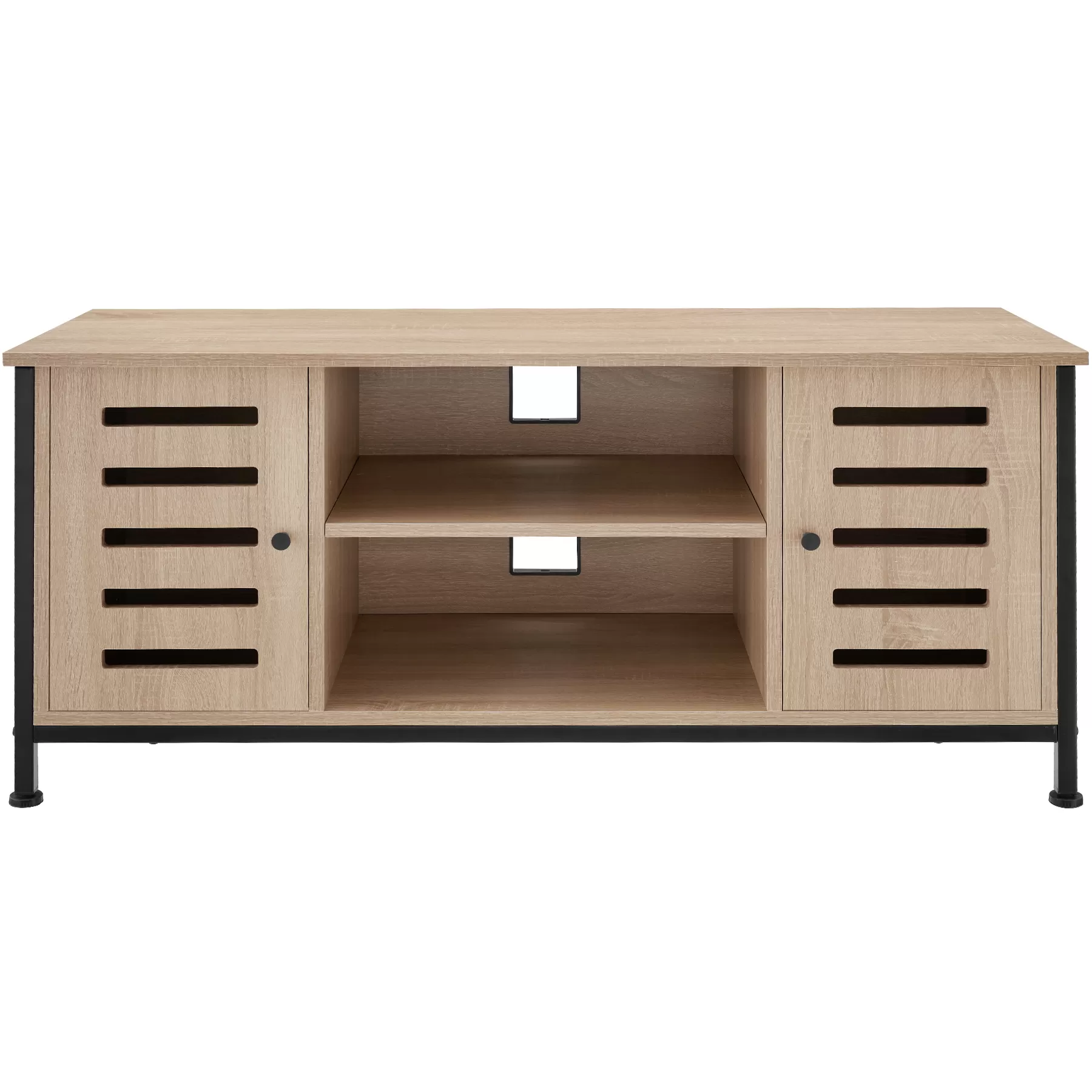 Illustration numéro 2 du produit Meuble pour téléviseur style industriel pieds réglables bois clair