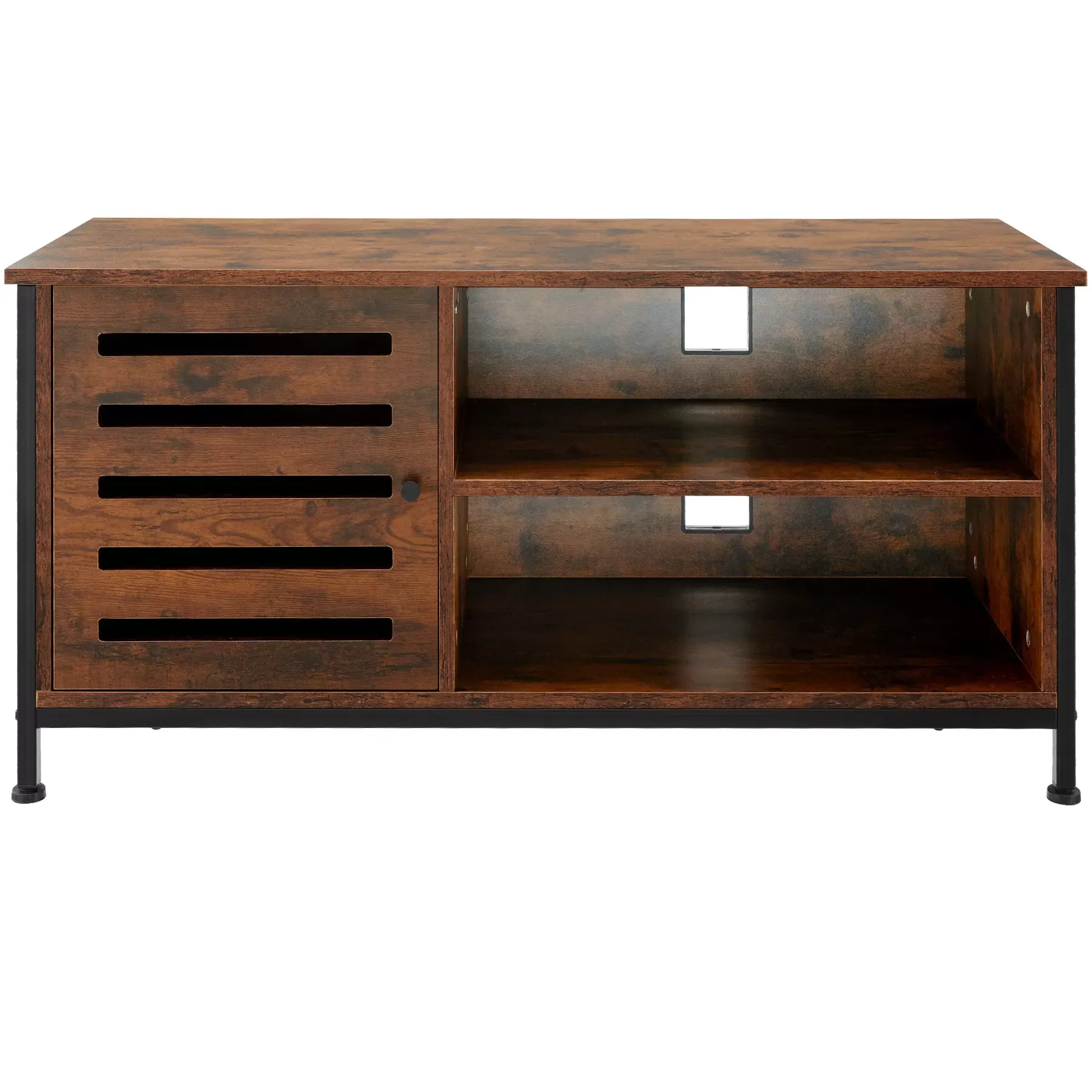 Illustration numéro 2 du produit Meuble pour téléviseur TV Style industriel pieds réglables Bois foncé