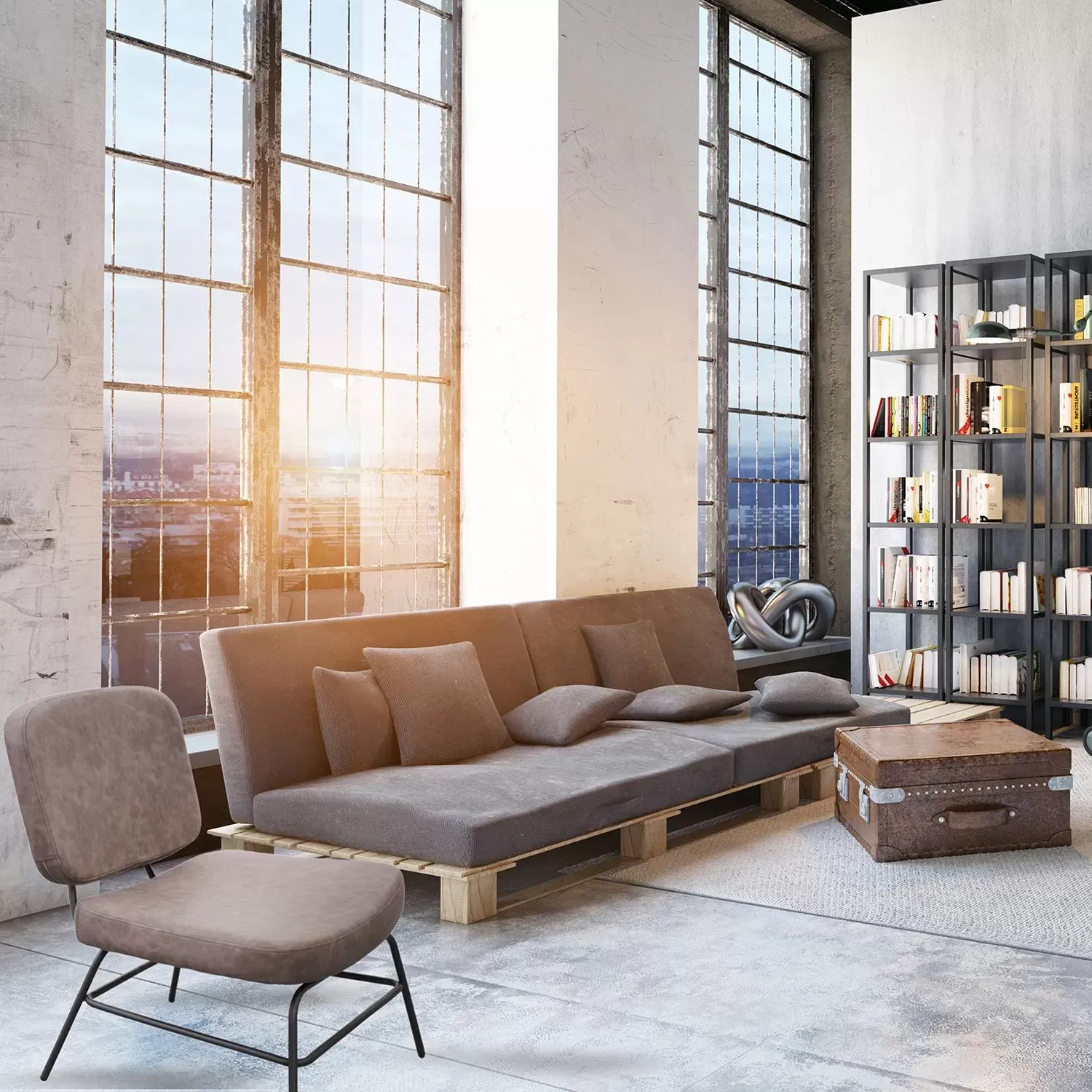 Illustration numéro 2 du produit Fauteuil de salon design industriel détroit gris