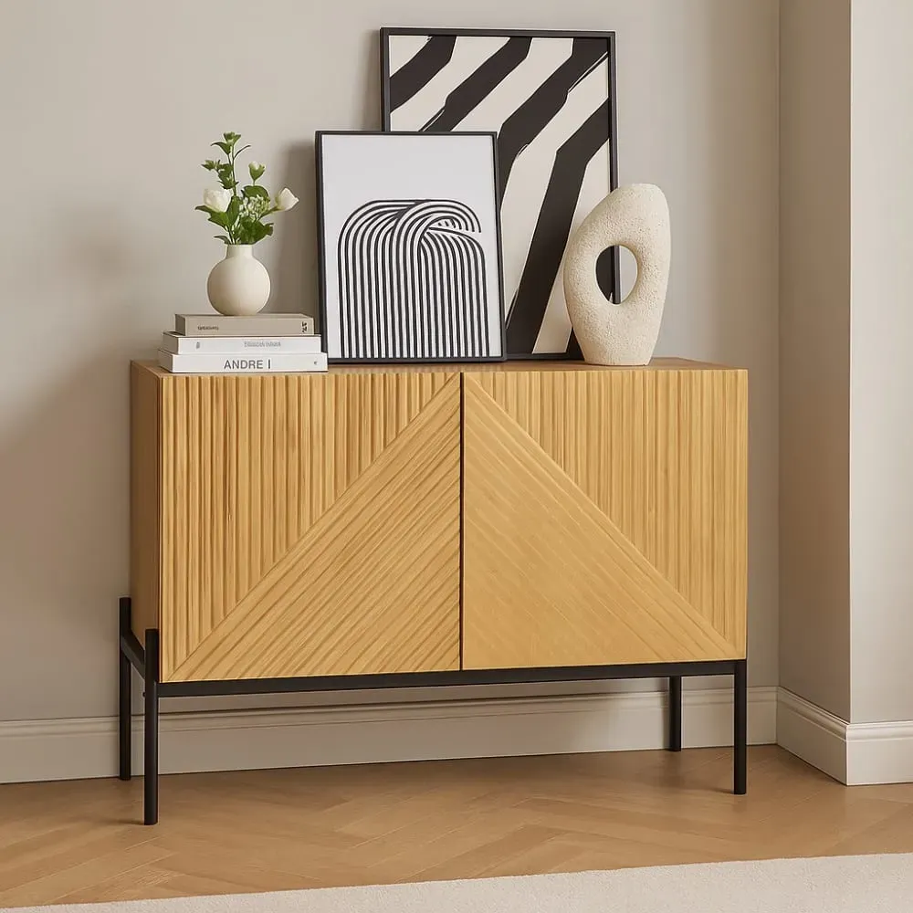 Illustration numéro 2 du produit Meuble de présentation en bois à motifs géométriques