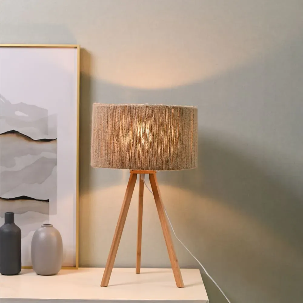 Illustration numéro 2 du produit Lampe de table en bambou avec abat-jour en fibre naturelle 31cm