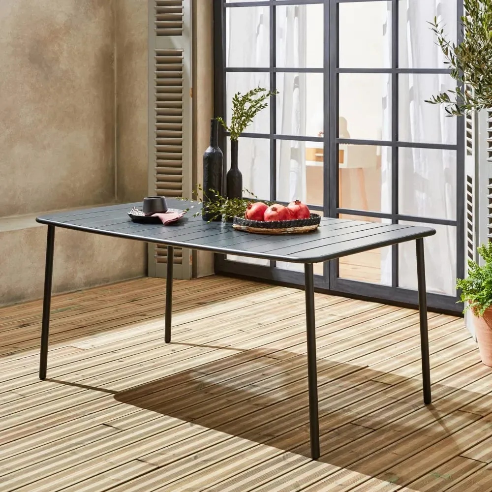 Illustration numéro 2 du produit Table de jardin en métal anthracite 6 à 8 places