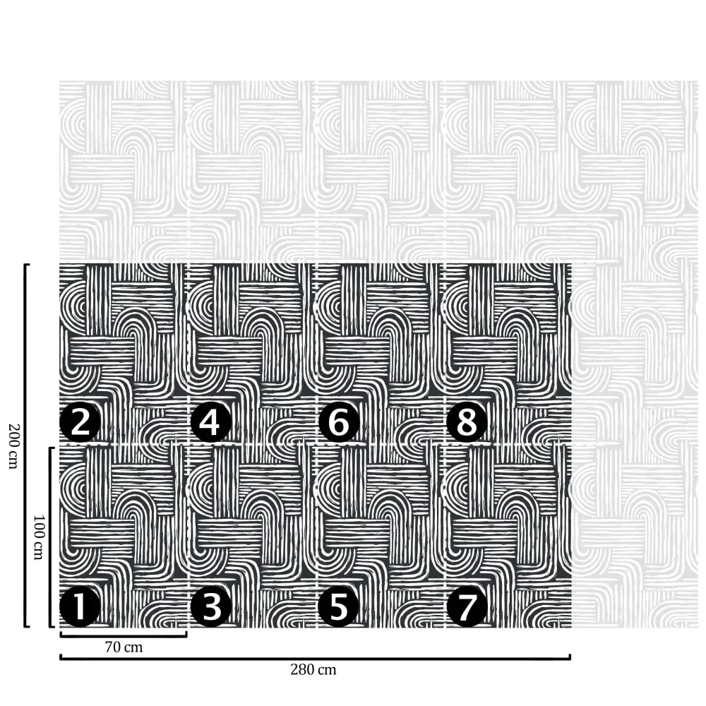 Illustration numéro 2 du produit Papier Peint Rayures,papier écologique fin,200x280cm,8 feuilles