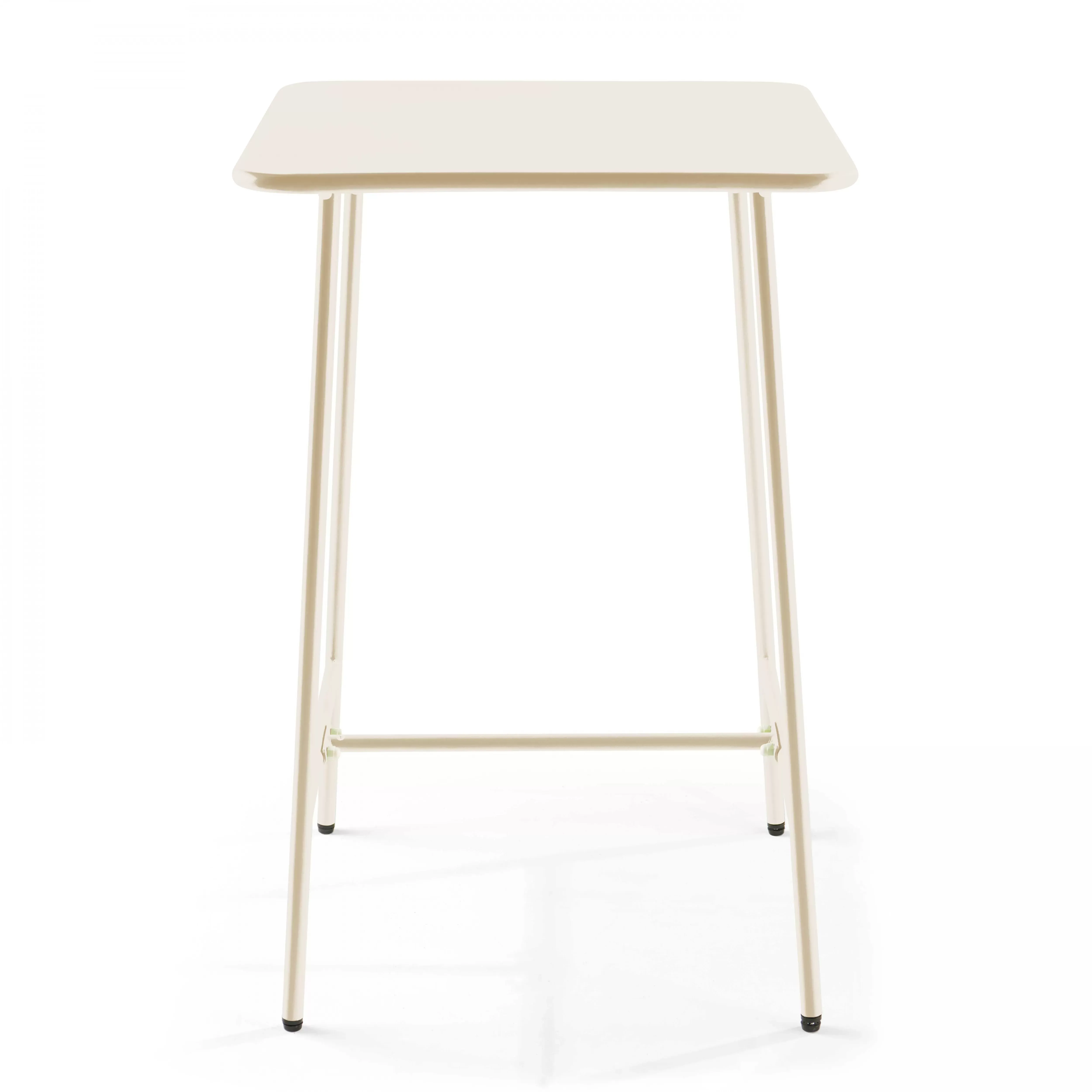Illustration numéro 2 du produit Table haute de jardin carrée en acier ivoire 70cm