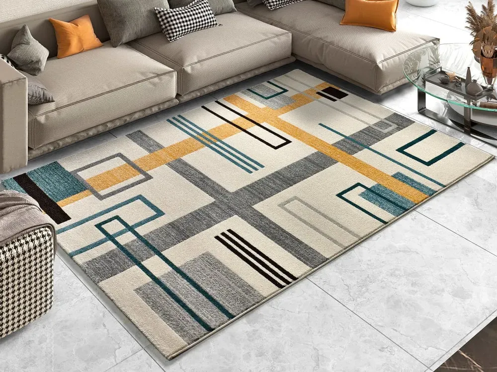 Illustration numéro 2 du produit Tapis géométrique beige/multicolore 80x150 cm