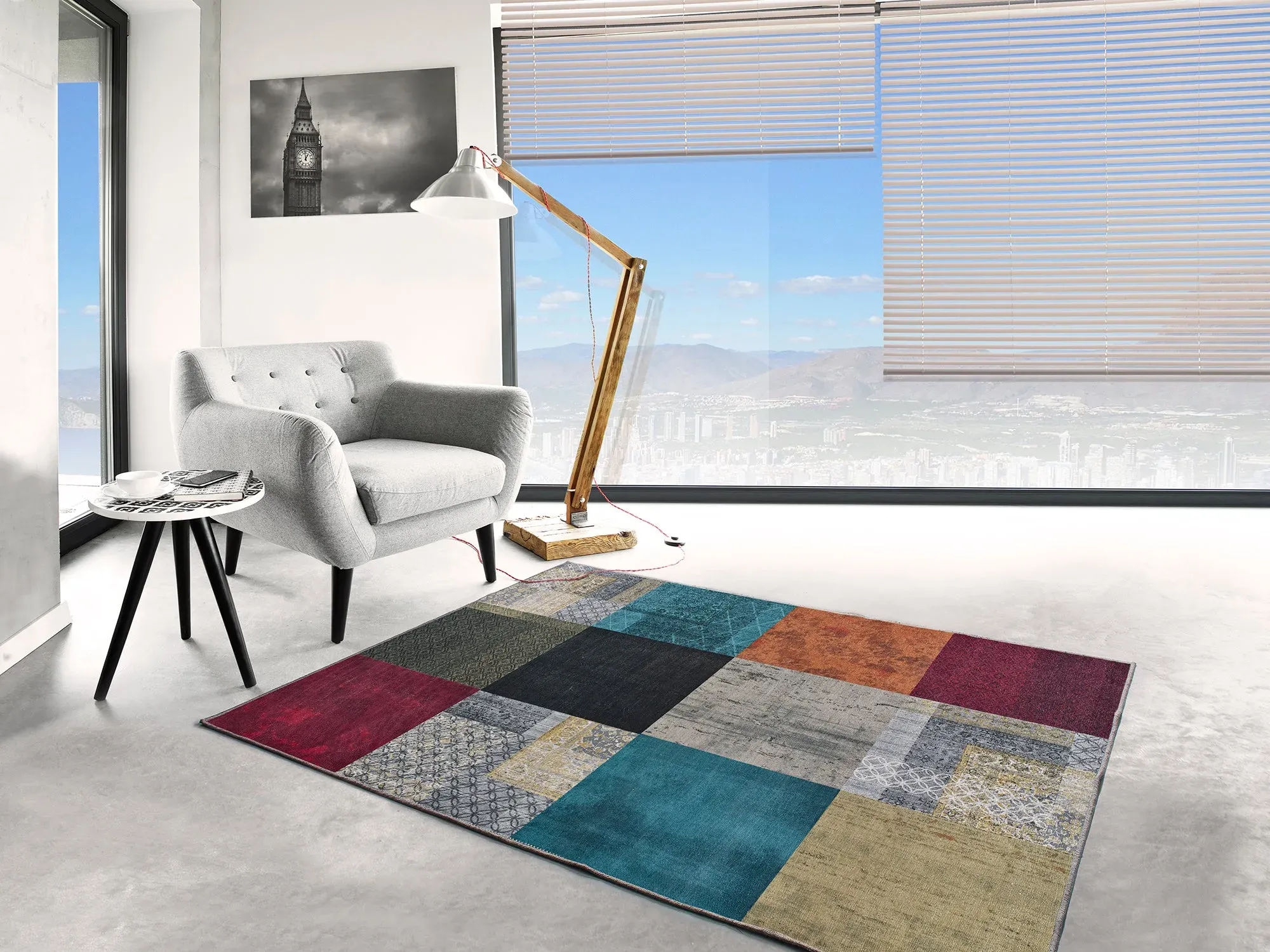 Illustration numéro 2 du produit Tapis lavable patchwork multicolore 140x200 cm