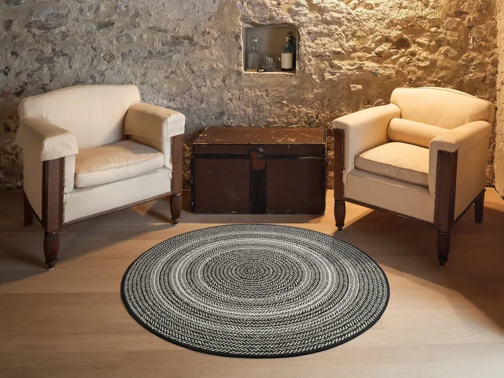 Illustration numéro 2 du produit Tapis d'extérieur rond noir 120x120 cm