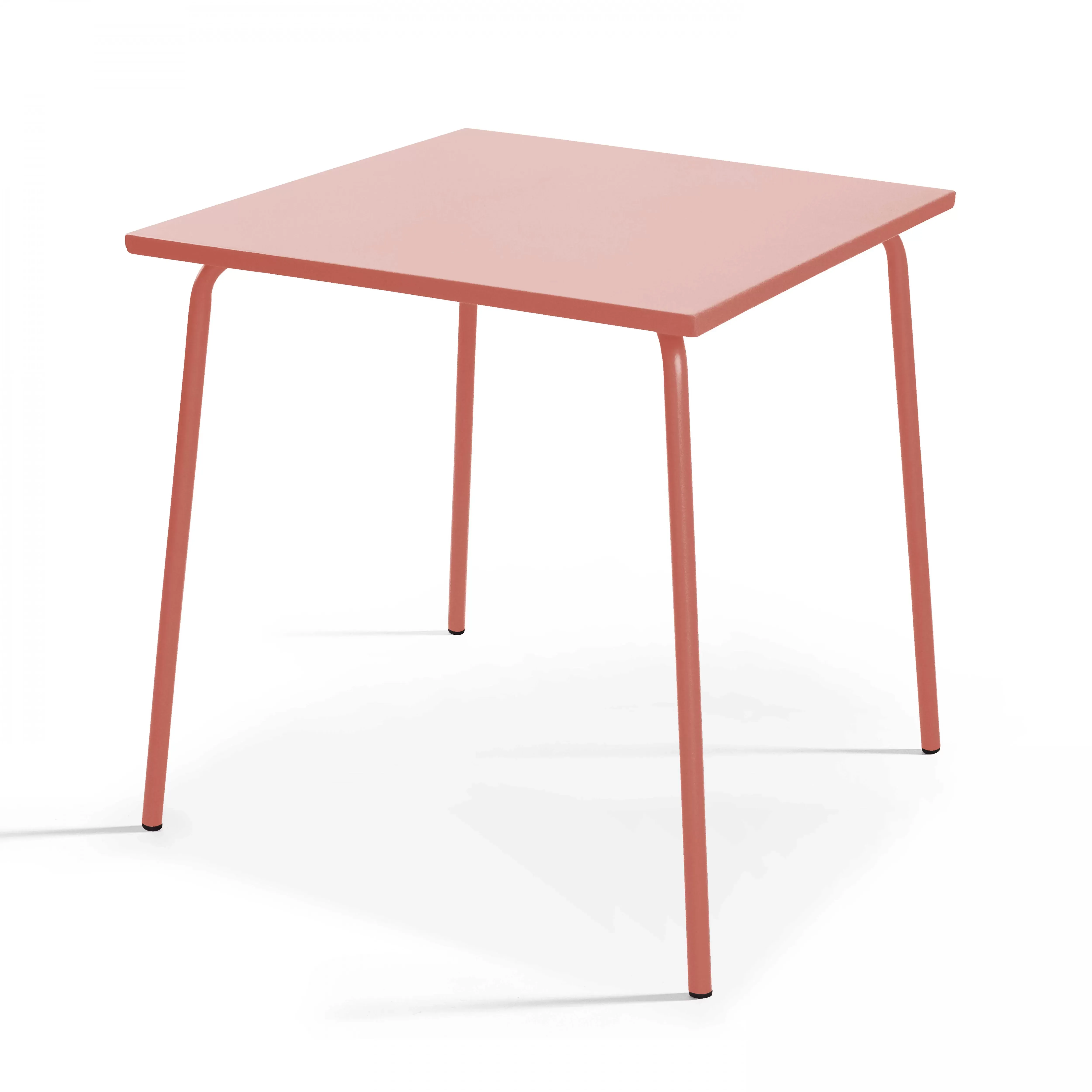Illustration numéro 2 du produit Ensemble table de jardin carrée et 2 fauteuils acier argile