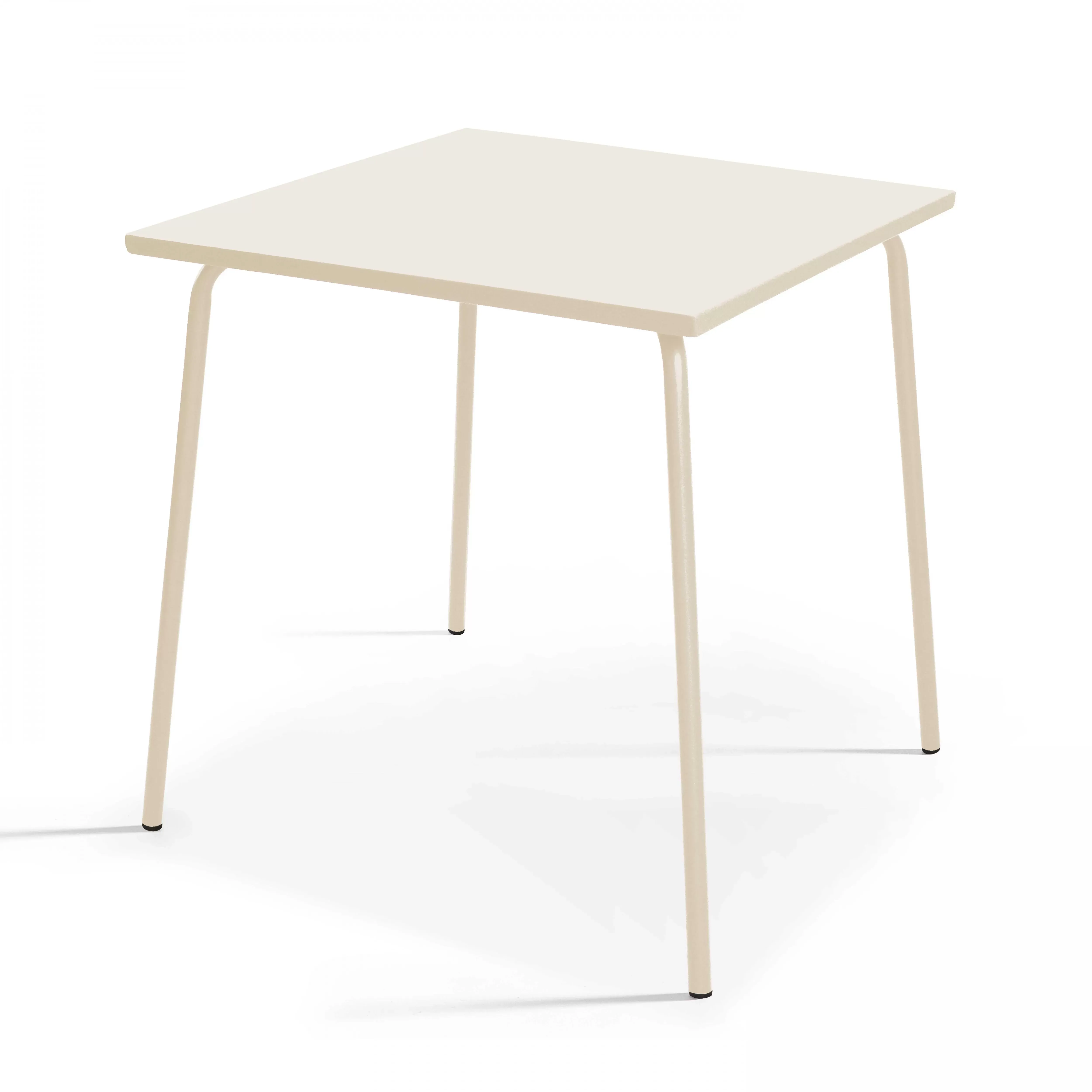 Illustration numéro 2 du produit Ensemble table de jardin carrée et 2 fauteuils acier ivoire