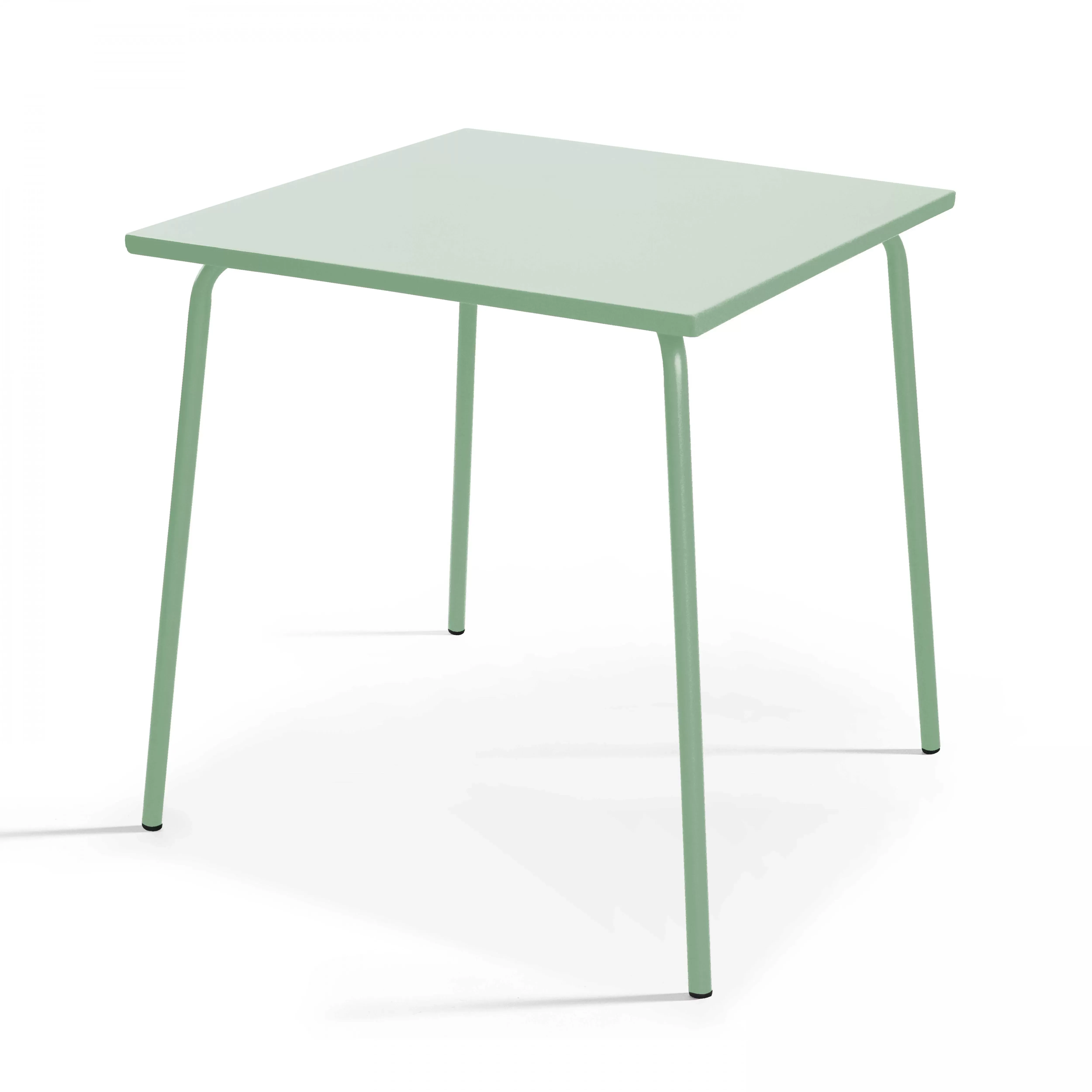 Illustration numéro 2 du produit Ensemble table de jardin carrée et 2 chaises acier vert sauge