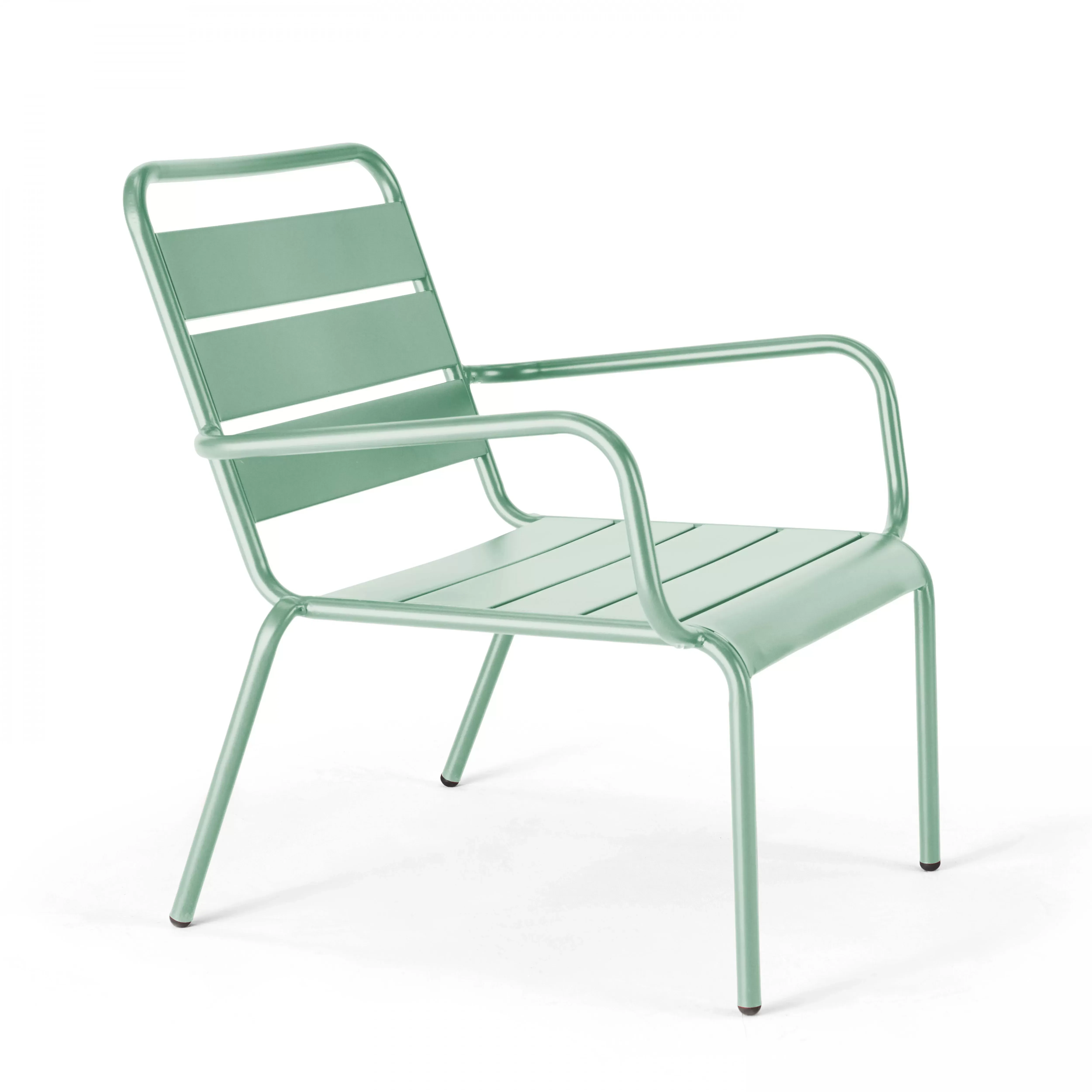 Illustration numéro 2 du produit Lot de 2 fauteuils relax avec repose-pieds en métal vert sauge