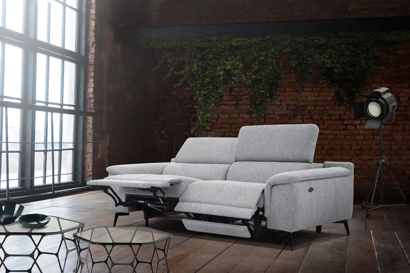 Illustration numéro 2 du produit Canapé 3 places avec 2 fonctions de relaxation, gris