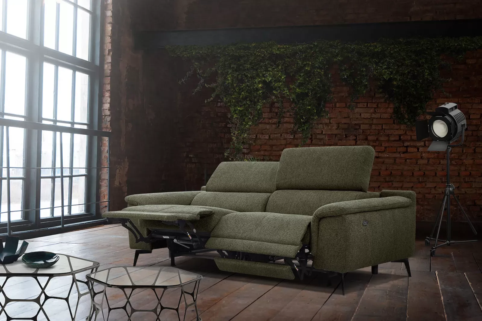 Illustration numéro 2 du produit Canapé 3 places avec 2 fonctions de relaxation, vert