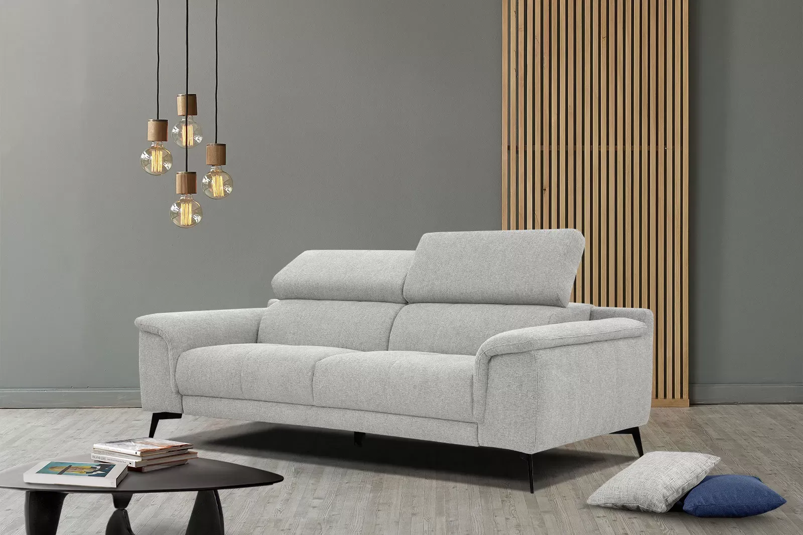 Illustration numéro 2 du produit Canapé 3 places avec appuie-tête réglables, beige