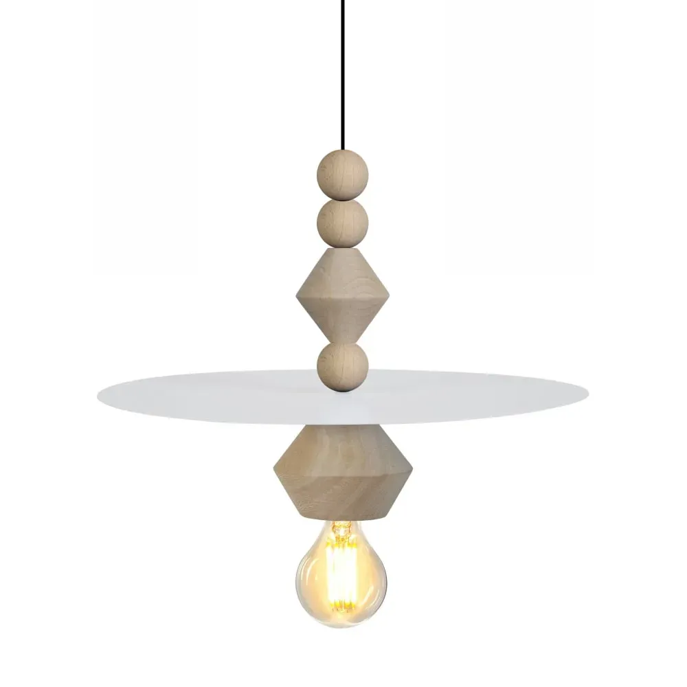 Illustration numéro 2 du produit Suspension  bois,Blanc   ,H60x D 10xP10cm