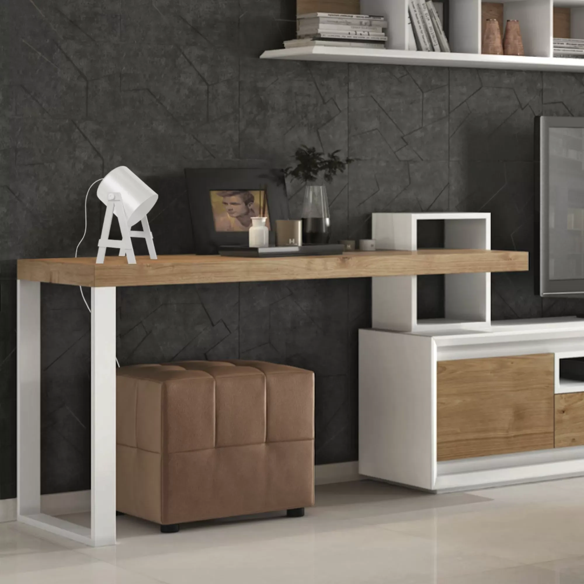 Illustration numéro 2 du produit Lampe de bureau bois blanc