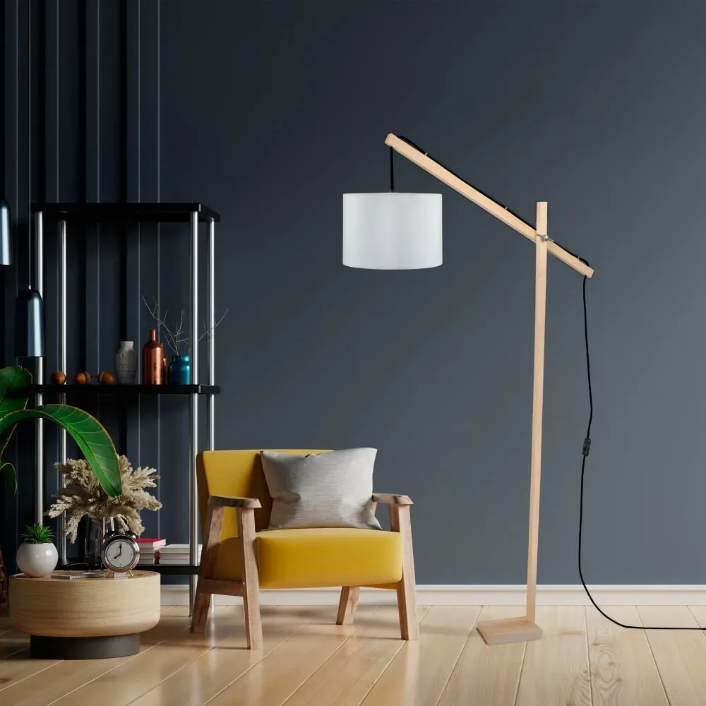 Illustration numéro 2 du produit Lampadaire liseuse bois naturel abat-jour écru