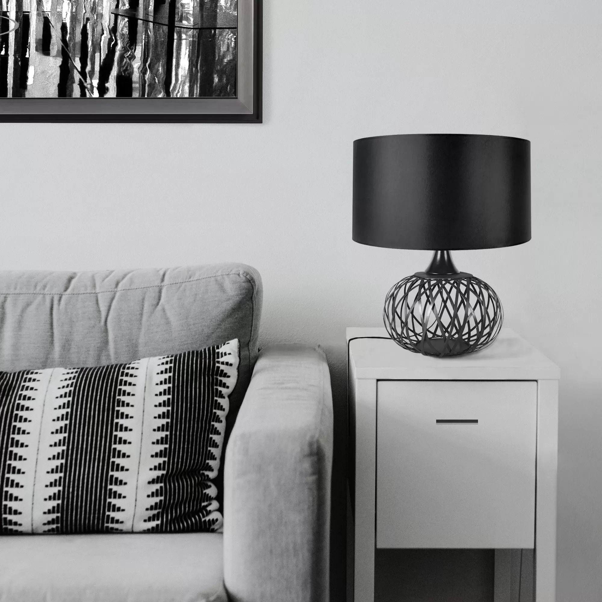 Illustration numéro 2 du produit Lampe de salon métal anthracite et noir