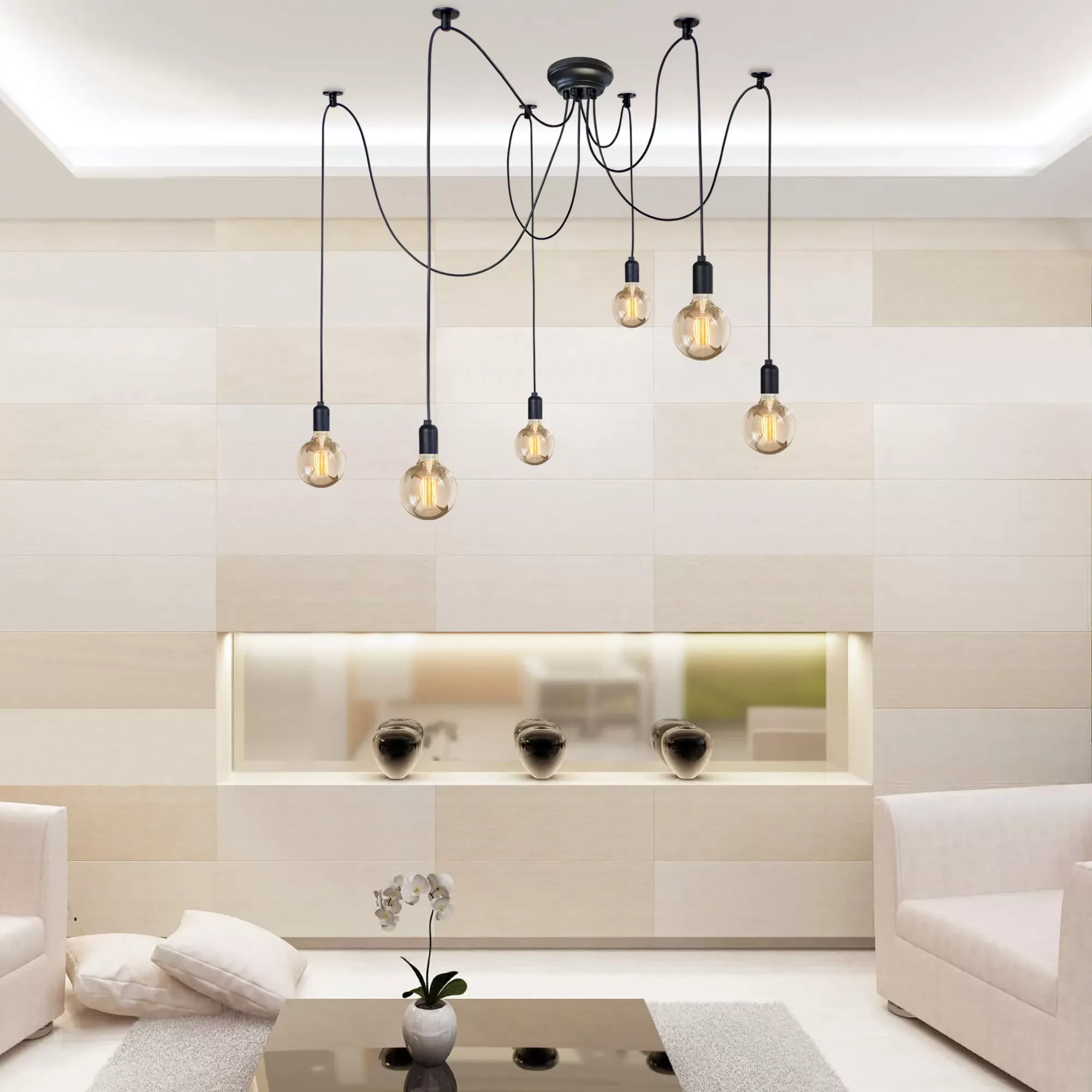 Illustration numéro 2 du produit Lustre  métal,Noir ,H100xD40xP40 cm