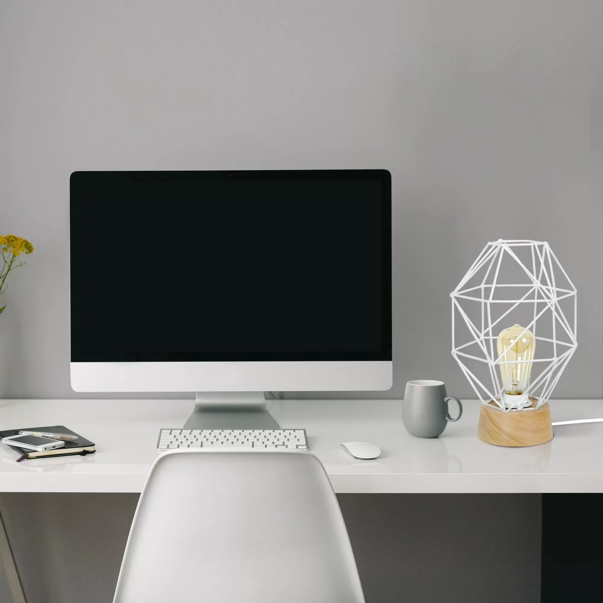 Illustration numéro 2 du produit Lampe de chevet bois naturel et blanc