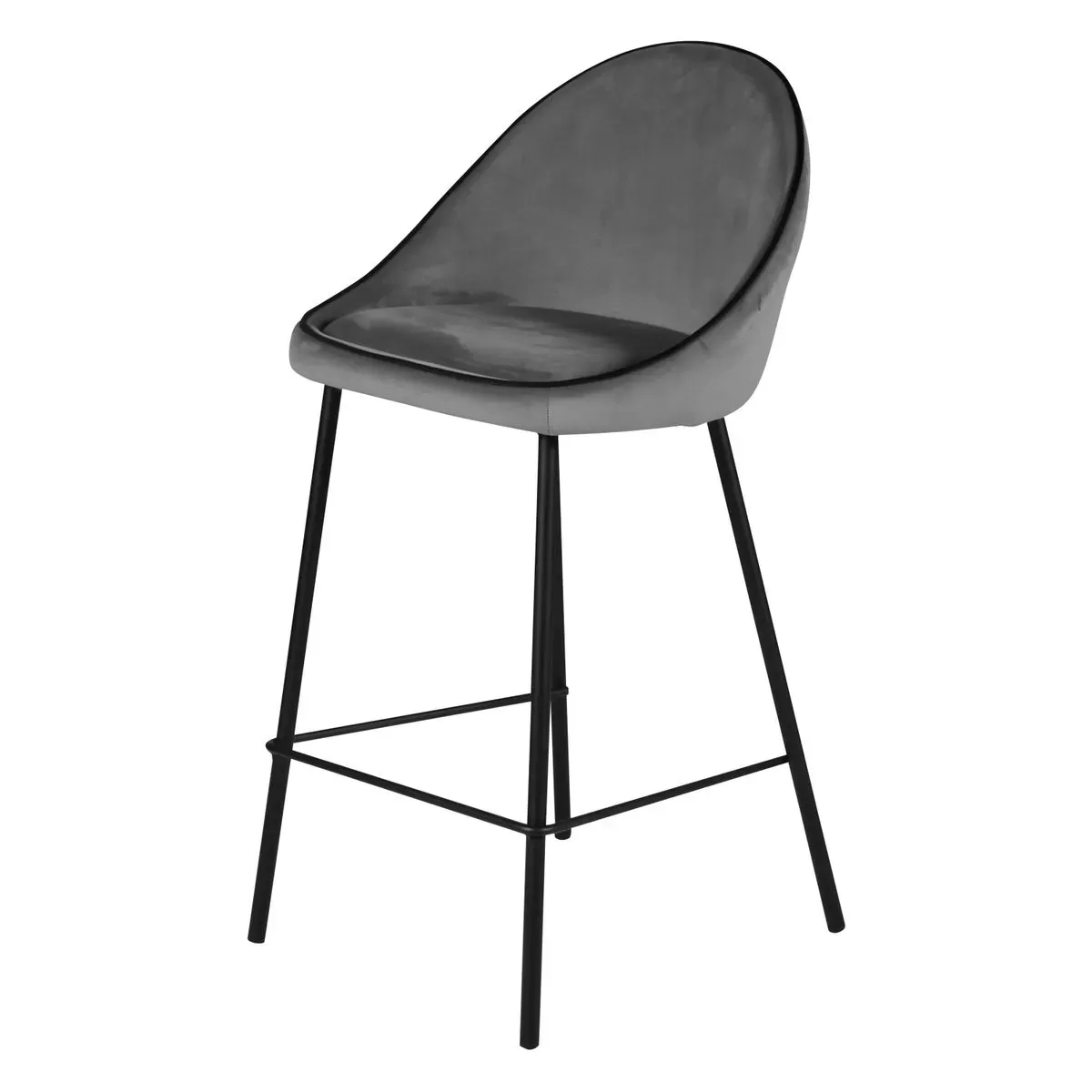 Illustration numéro 2 du produit Chaise de bar velours gris anthracite surpiqué design Maya