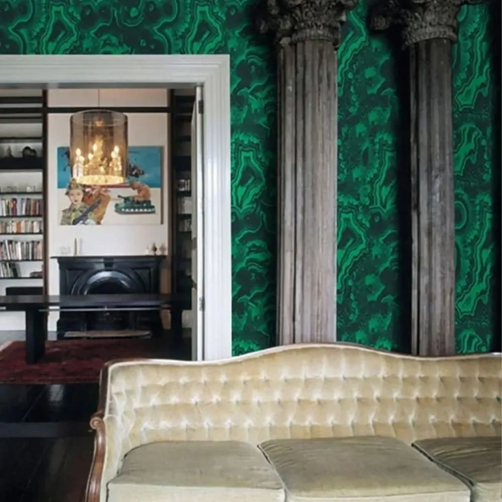 Illustration numéro 2 du produit Papier Peint Malachite,papier écologique fin,200x280cm,8 feuilles