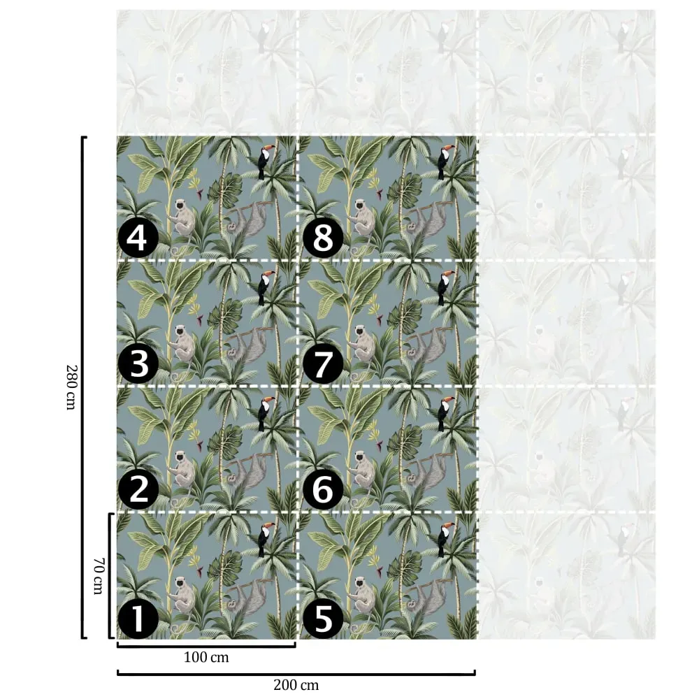 Illustration numéro 2 du produit Papier Peint Jungle,papier écologique fin,200x280cm,8 feuilles