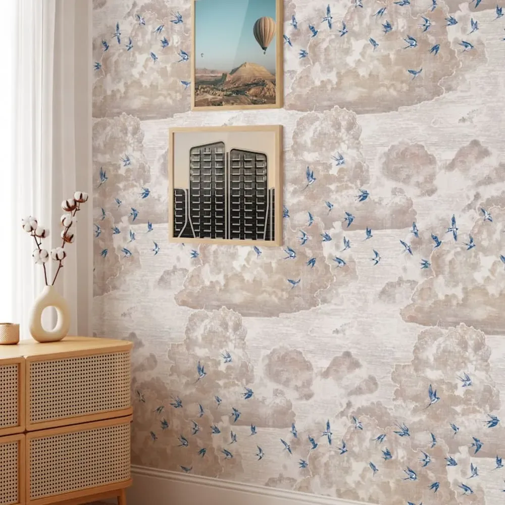 Illustration numéro 2 du produit Papier Peint Hirondelles,papier écologique fin,200x280cm,8 feuilles