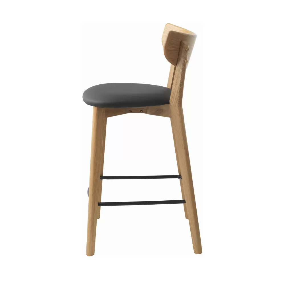 Illustration numéro 2 du produit Lot de 2 chaises de bar en bois et simili h67cm - bois clair