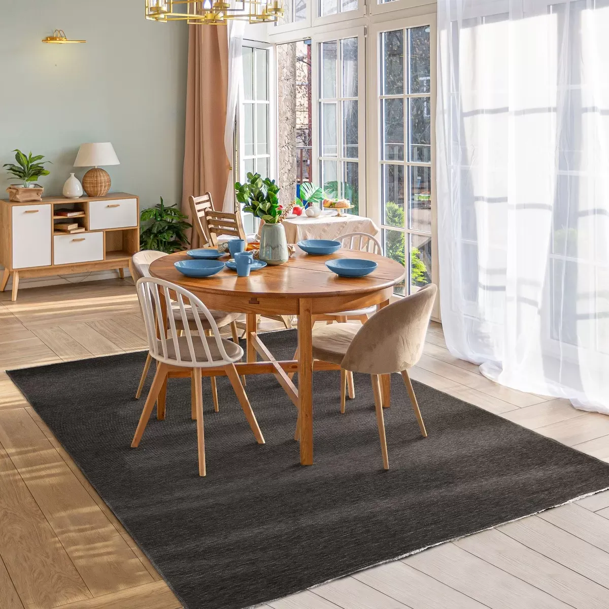 Illustration numéro 2 du produit Tapis réversible charbon/gris foncé 160x230